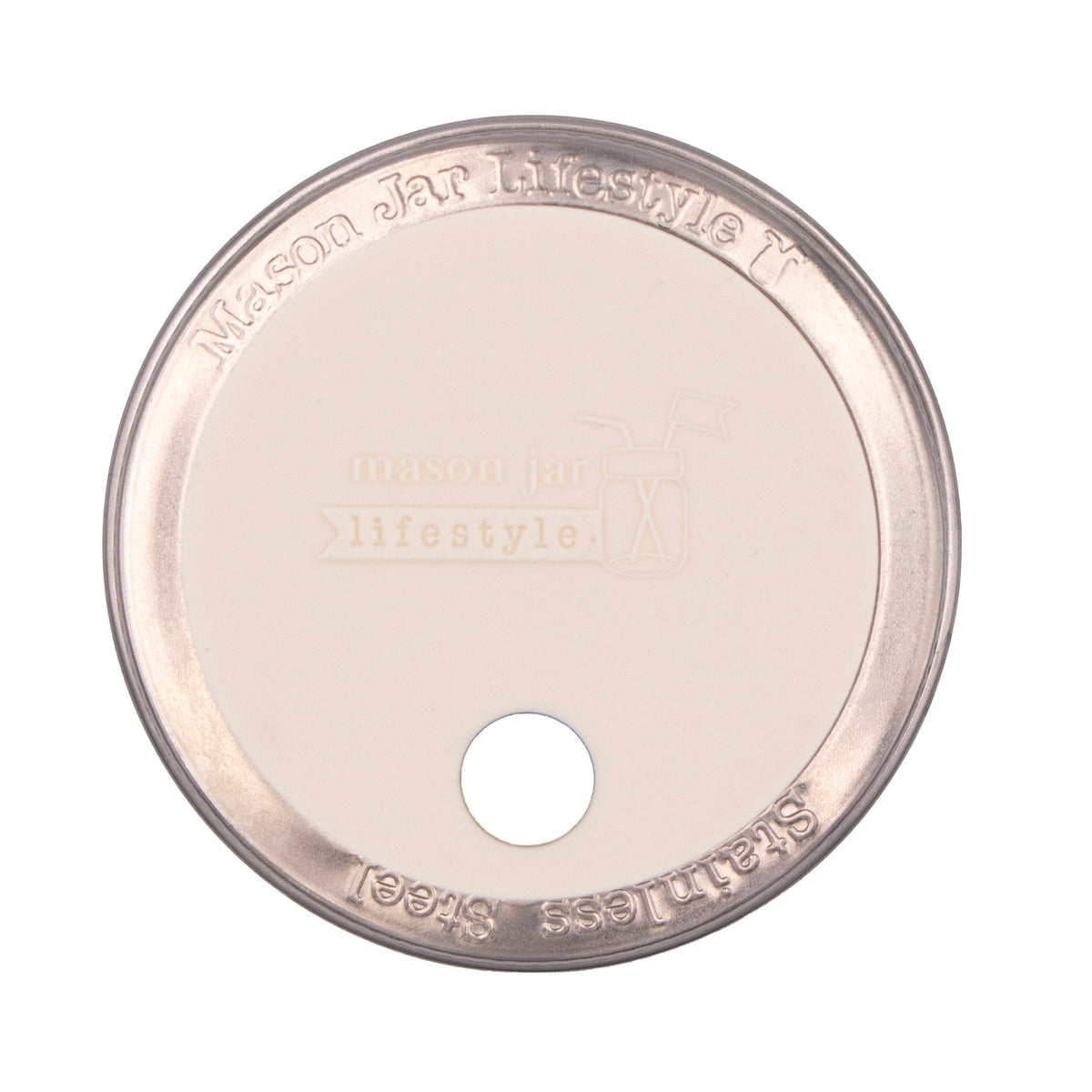 Silicone Straw Hole Lid with Stainless Steel Band for Mason Jars