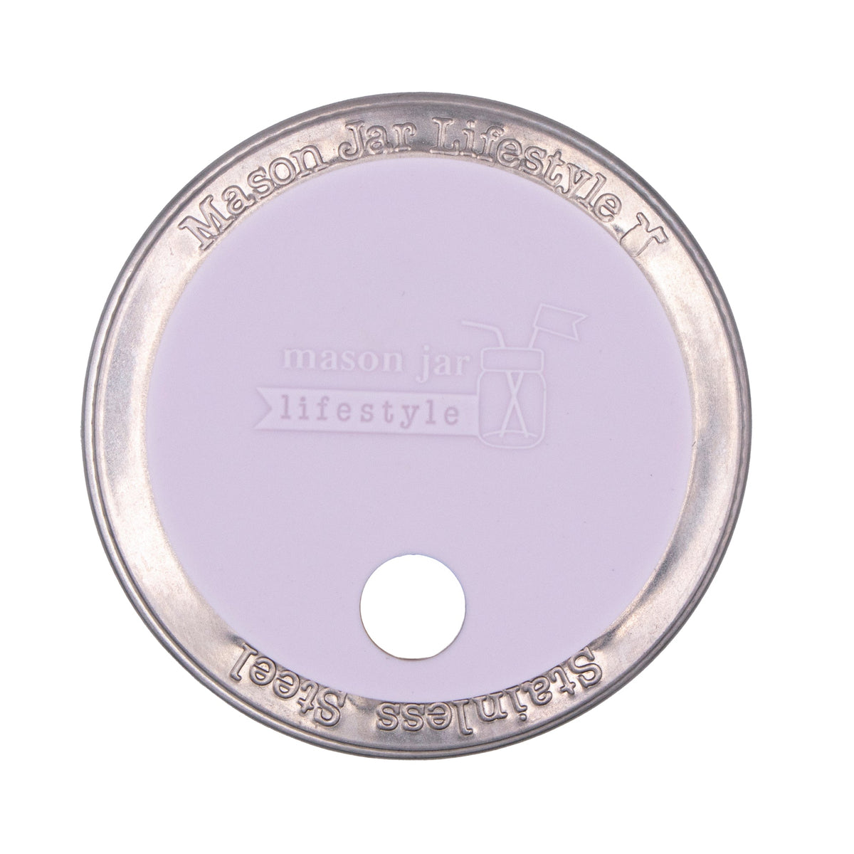 Silicone Straw Hole Lid with Stainless Steel Band for Mason Jars