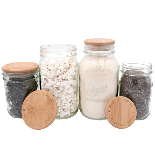 Bamboo Storage Stopper Lids for Mason Jars 6 Pack
