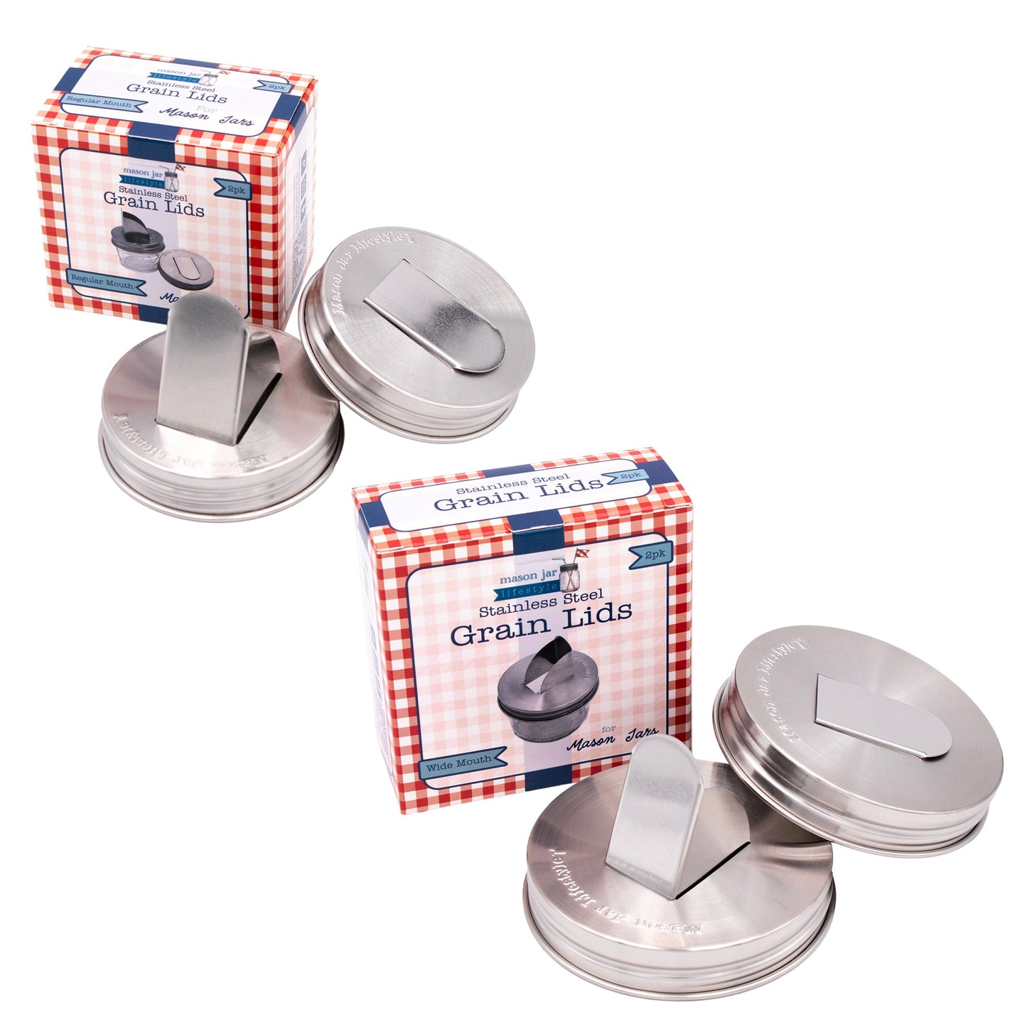 Grain Dispenser Stainless Steel Lids for Mason Jars 2 Pack