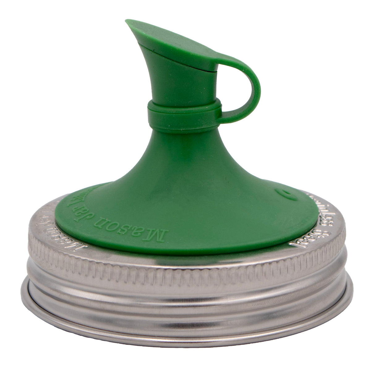 Oil Cruet Pour Lid for Mason Jars - Silicone with Stainless Steel Band