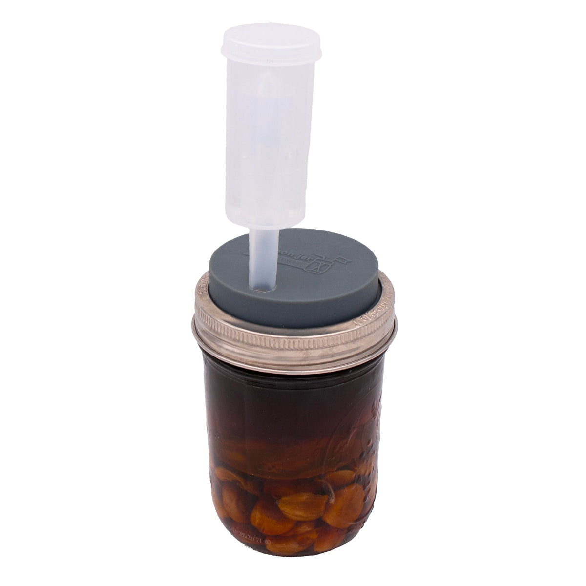 Silicone Straw Hole Lid with Stainless Steel Band for Mason Jars