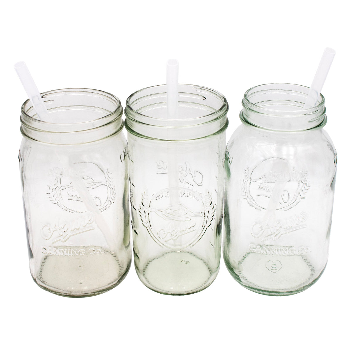 Long Silicone Straws for Quart Mason Jars - 6 Pack + Cleaner