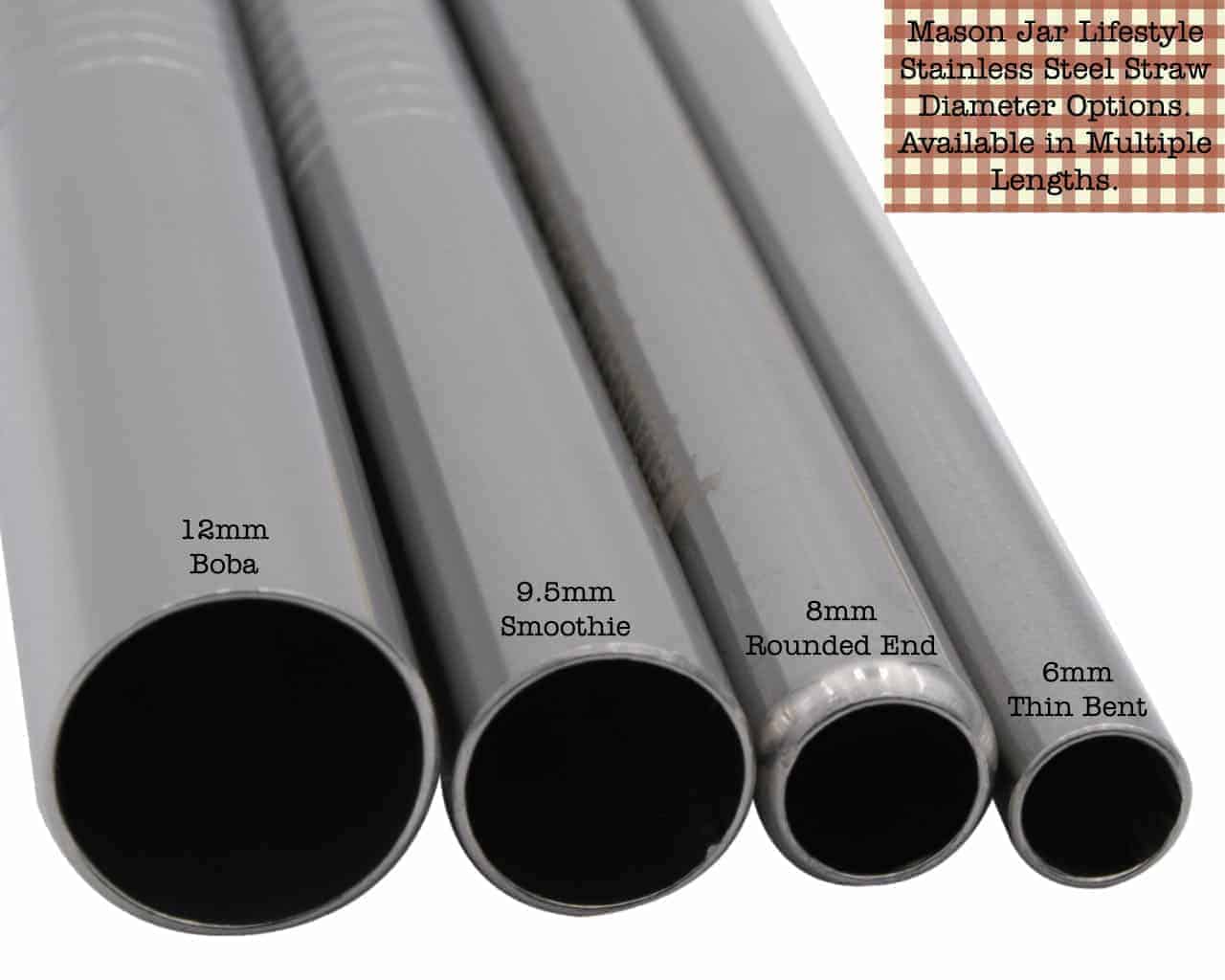 Medium Stainless Steel Smoothie Straws for Pint Mason Jars