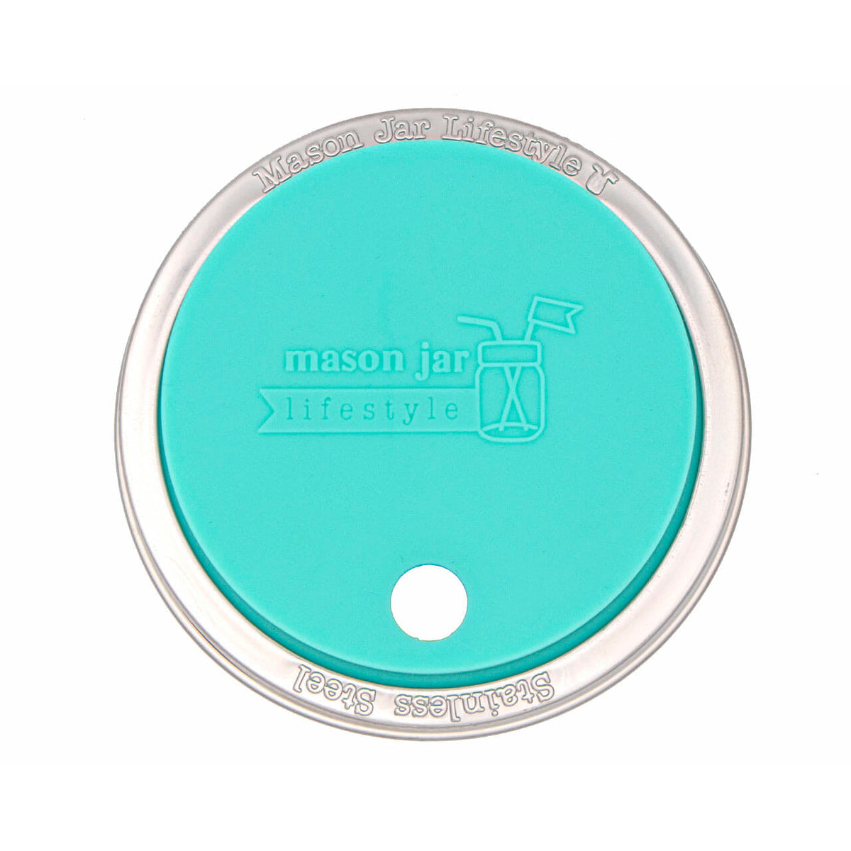 Silicone Straw Hole Lid with Stainless Steel Band for Mason Jars