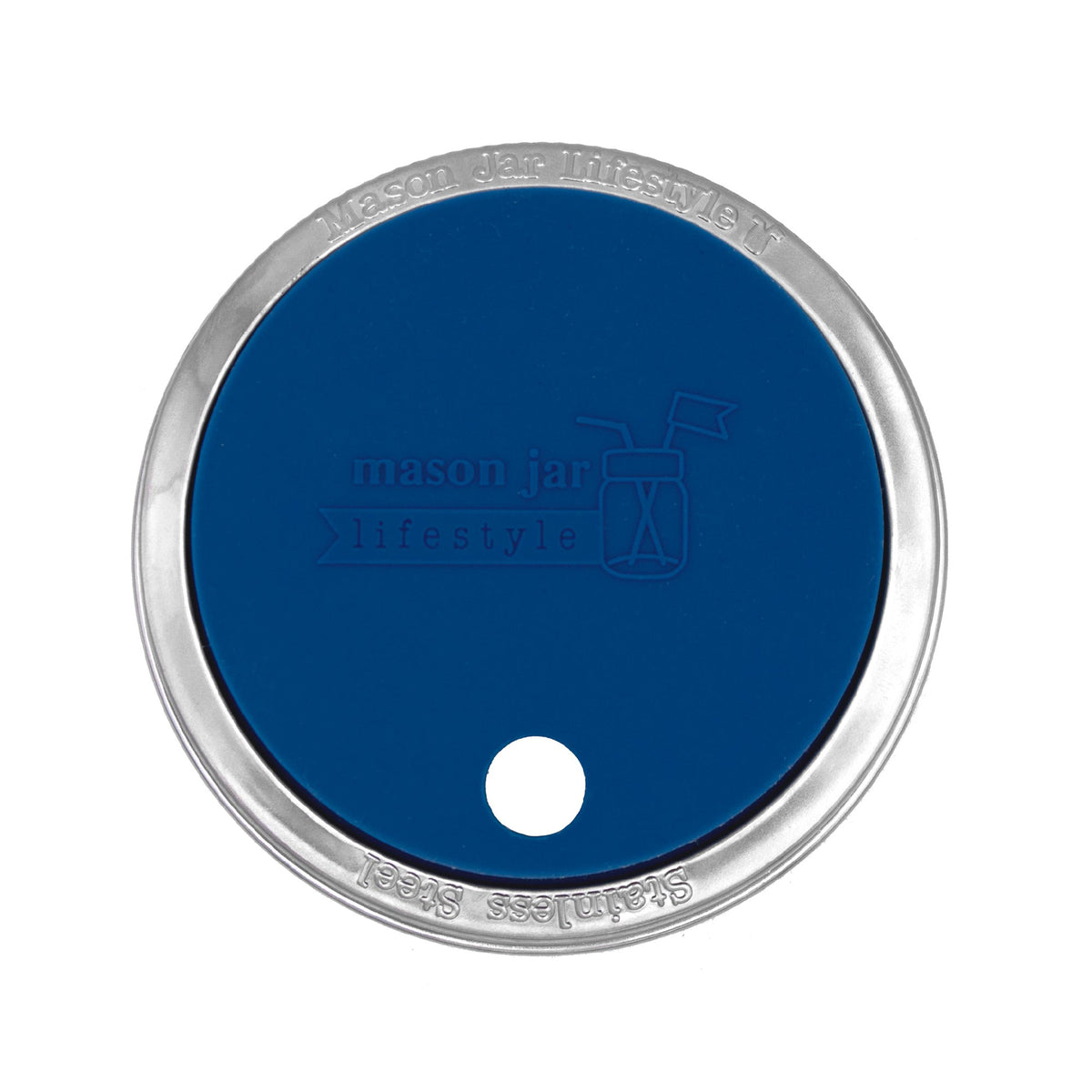 Silicone Straw Hole Lid with Stainless Steel Band for Mason Jars