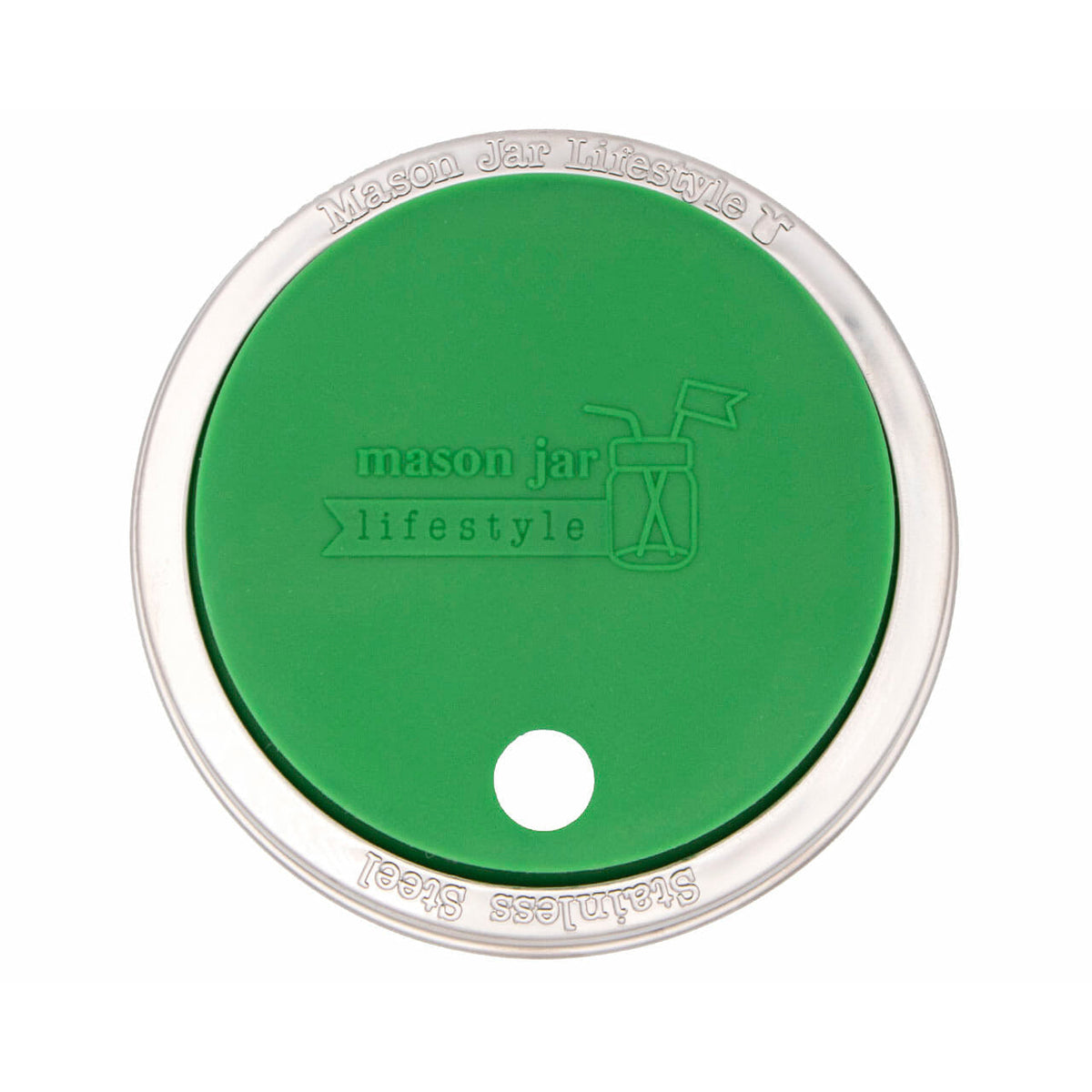 Silicone Straw Hole Lid with Stainless Steel Band for Mason Jars