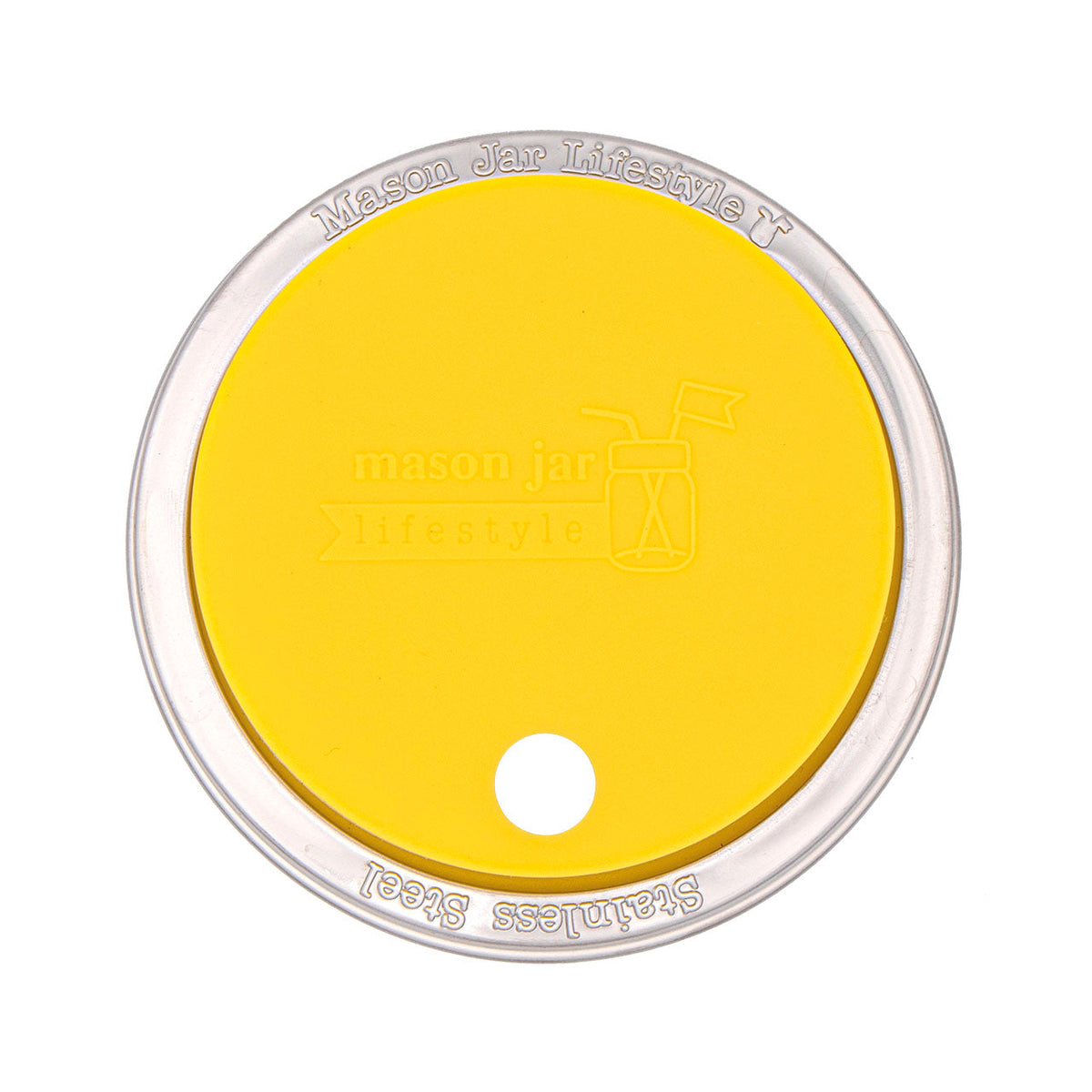 Silicone Straw Hole Lid with Stainless Steel Band for Mason Jars