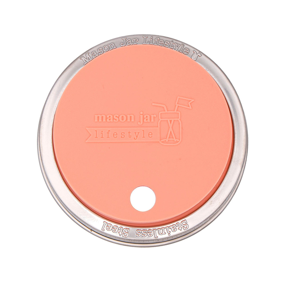 Silicone Straw Hole Lid with Stainless Steel Band for Mason Jars