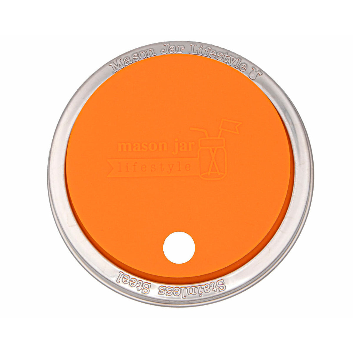 Silicone Straw Hole Lid with Stainless Steel Band for Mason Jars