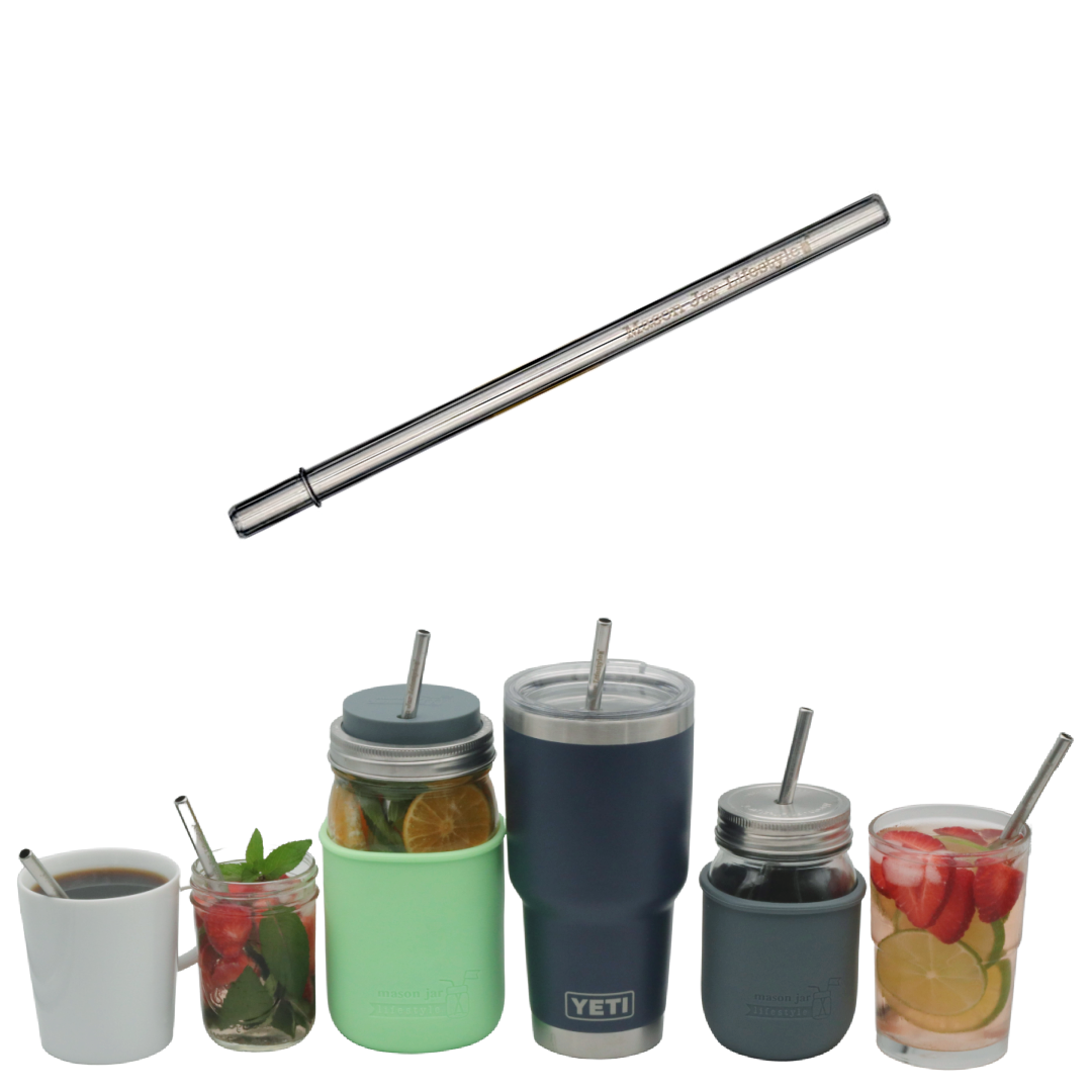 Individual Stainless Steel & Glass Straws for Mason Jars