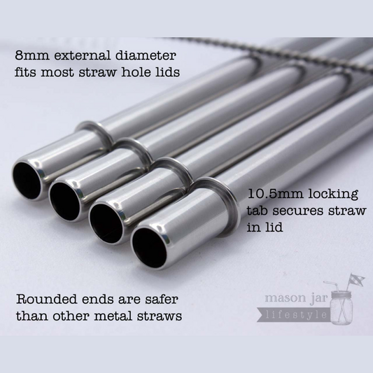 Individual Stainless Steel & Glass Straws for Mason Jars