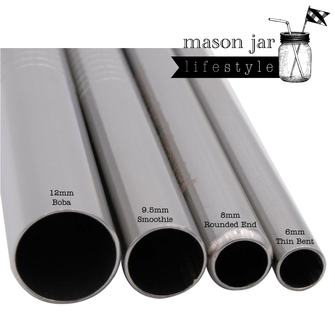 Individual Stainless Steel & Glass Straws for Mason Jars