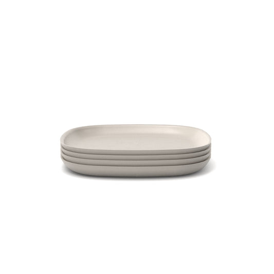 Bamboo Medium Plate - 4 Piece Set - Stone