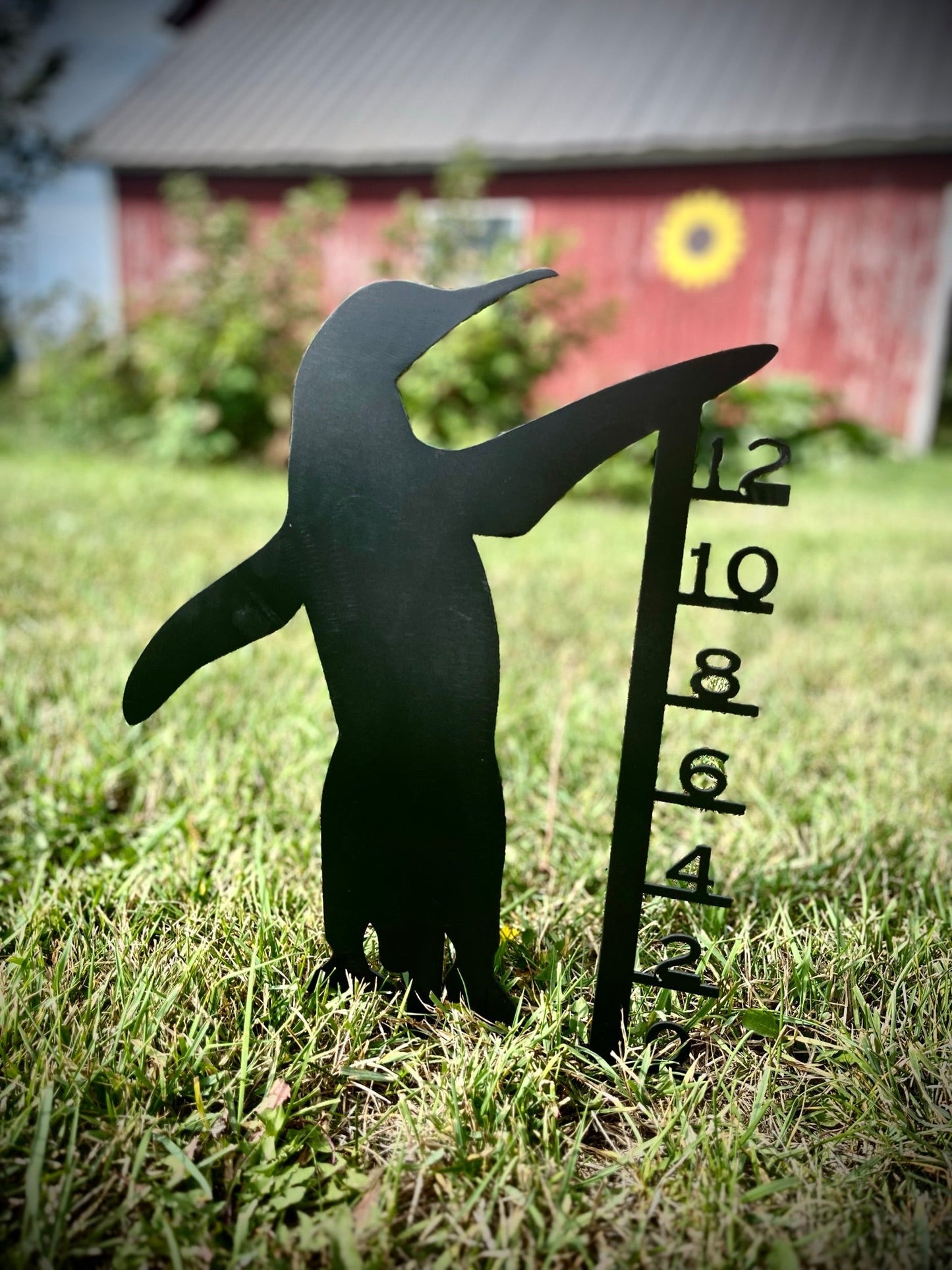 Metal Penguin Snow Gauge