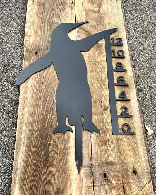 Metal Penguin Snow Gauge