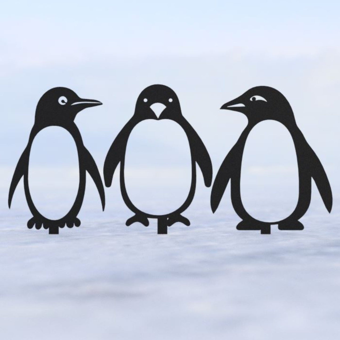 Metal Penguin Yard Stakes - Steel - 14-inches