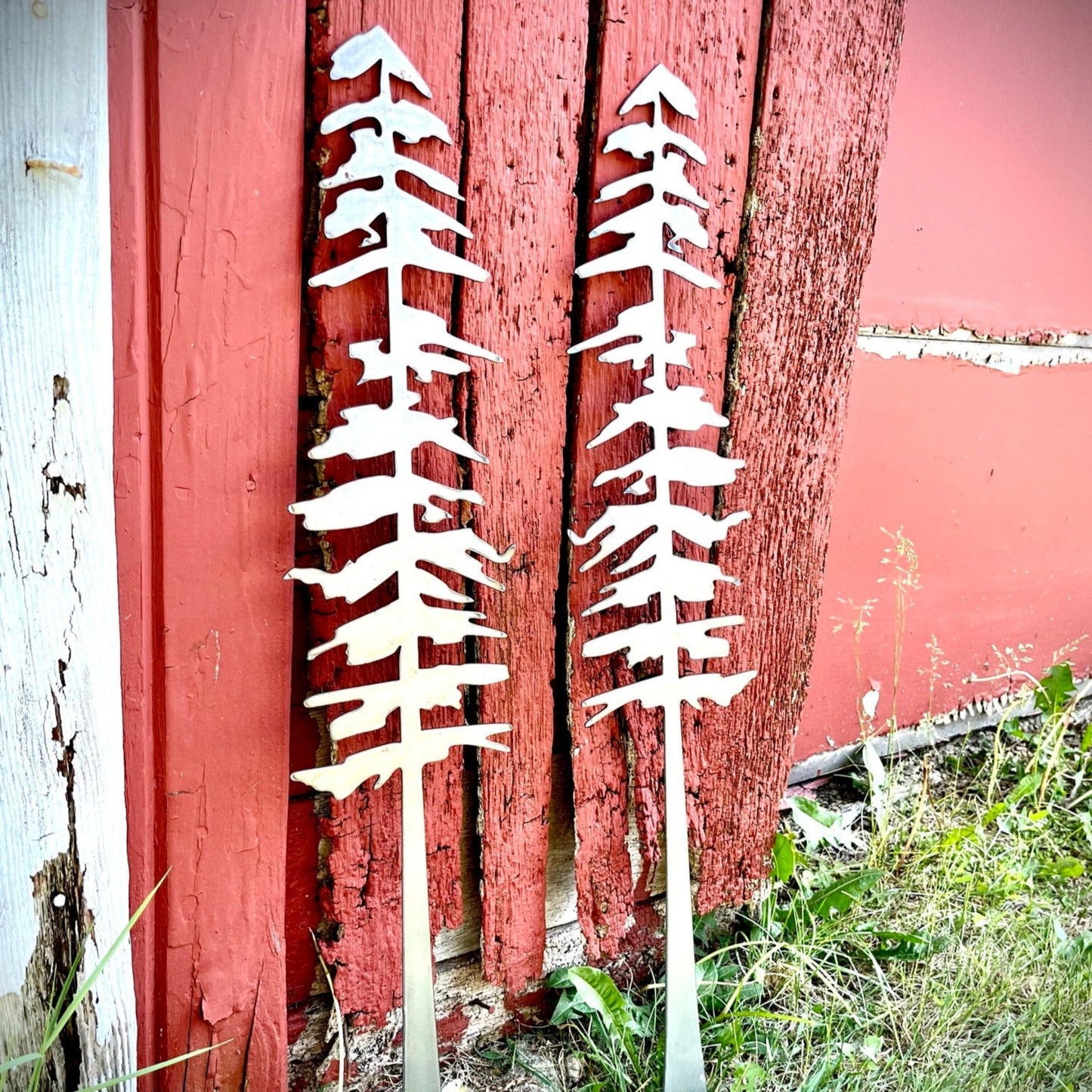 XL Polished Metal Pine Tree Wall Art