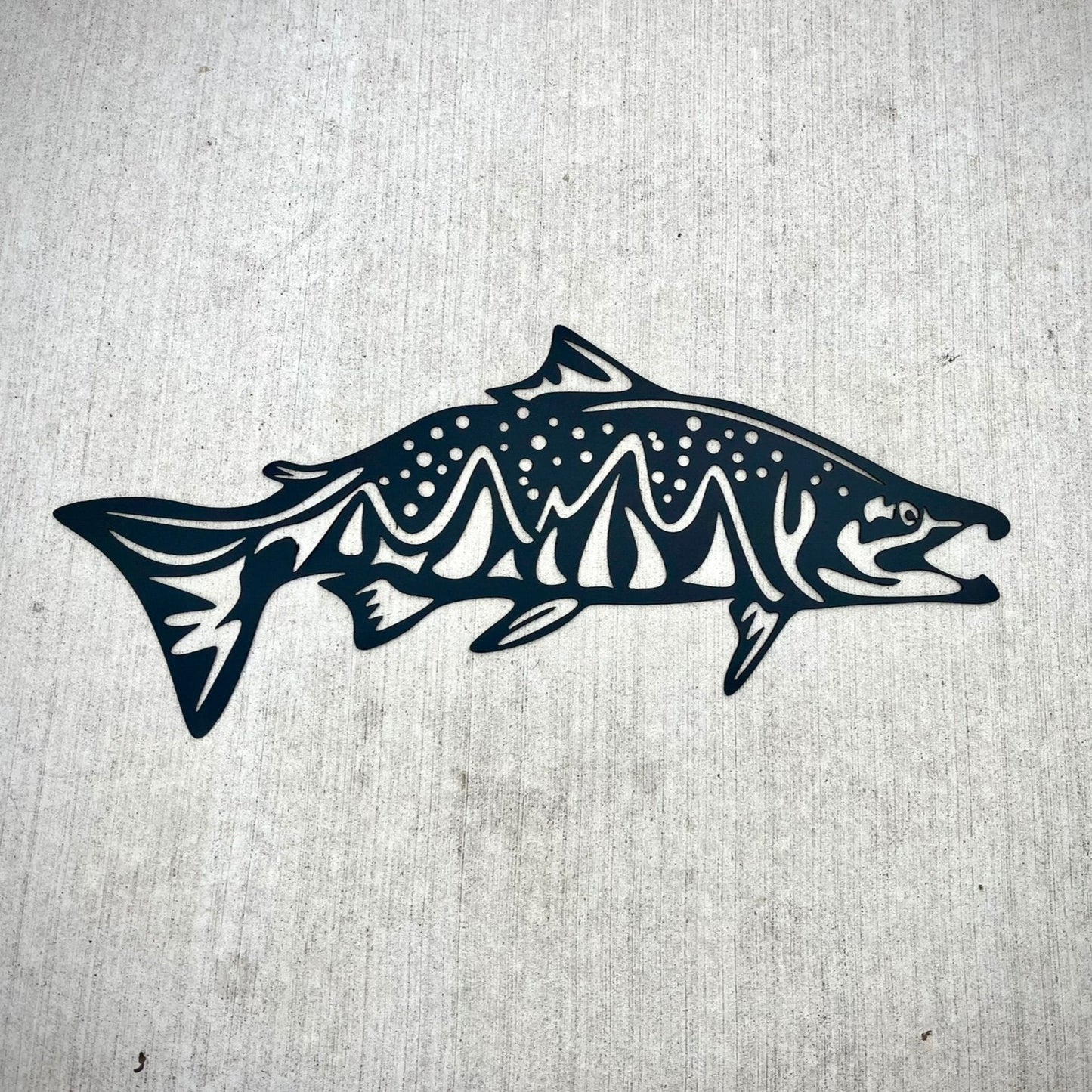 Metal Salmon Mountain Stars Wall Art