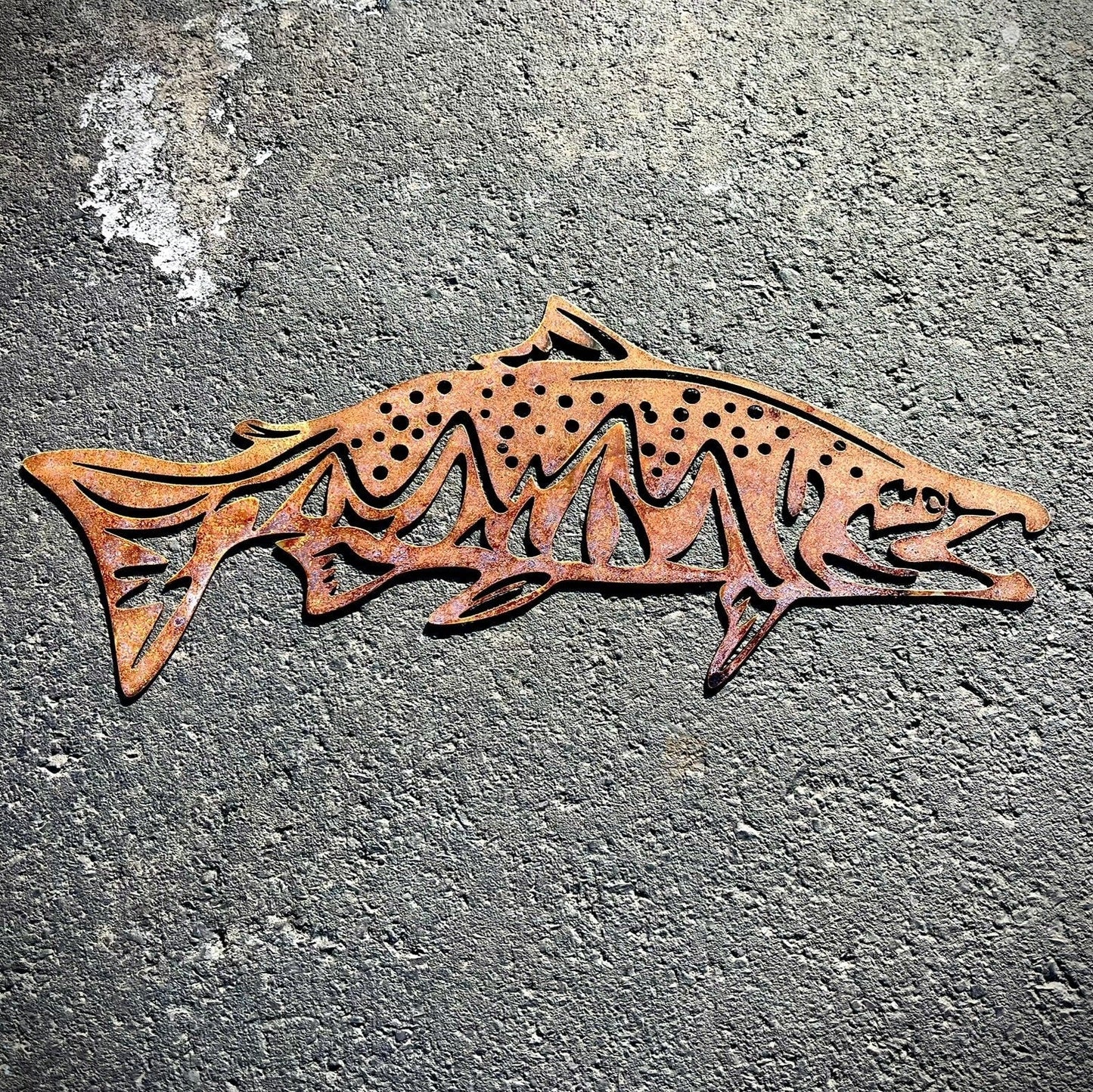 Metal Salmon Mountain Stars Wall Art