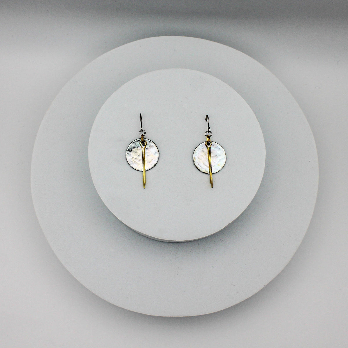 Full Circle Earrings | Repurposed Steel & Brass Automotive Parts | Stainless Steel Ear Wire