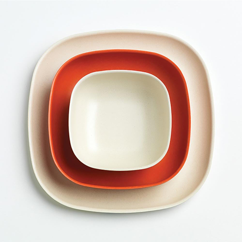Bamboo Dinner Plate - 4 Piece Set - Off White