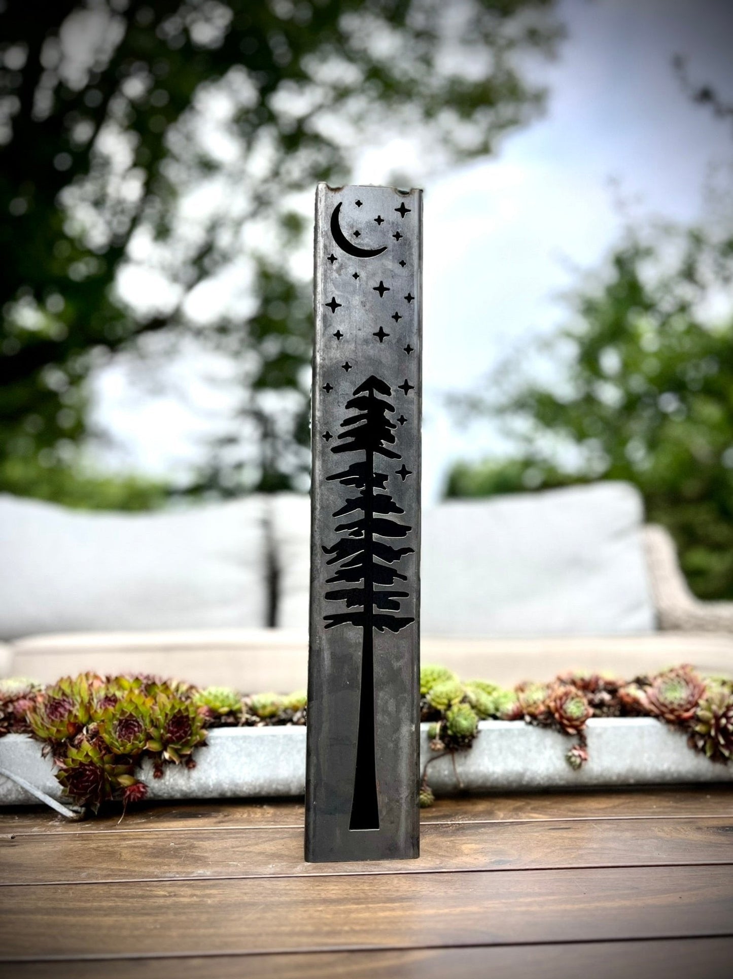 Pine Tree Night Sky Luminary Tube w/ Solar Cap | 12-inch, 14-inch, 16-inch