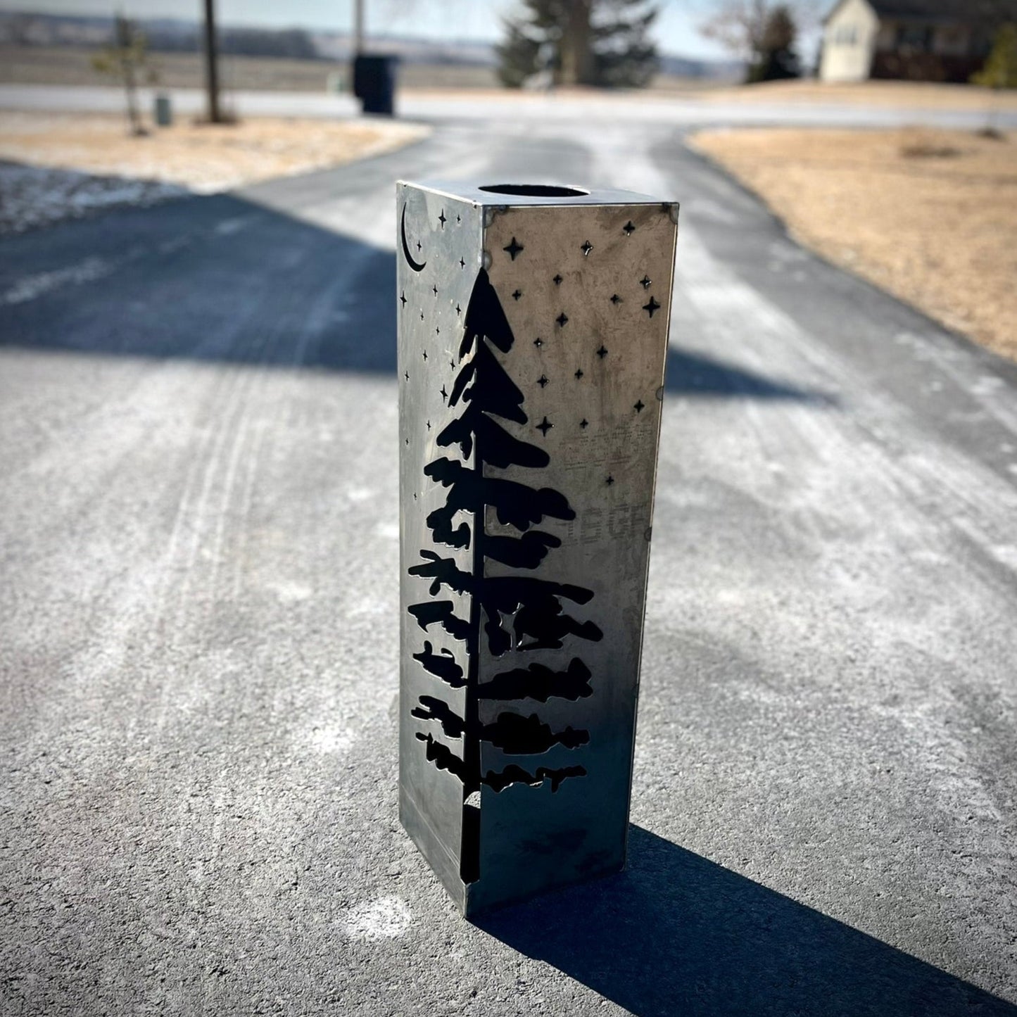 Rustic Metal Pine Tree Corner Luminary