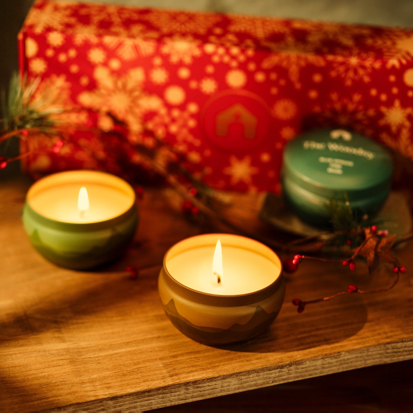 Three 8oz Aromática Coconut Wax Candle Tins - Pumpkin, Pine & Woodsy - Scented Candle Gift Set
