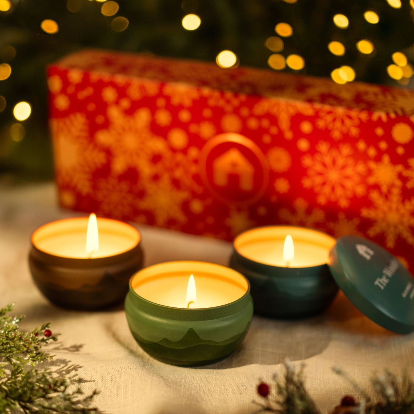 Three 8oz Aromática Coconut Wax Candle Tins - Pumpkin, Pine & Woodsy - Scented Candle Gift Set