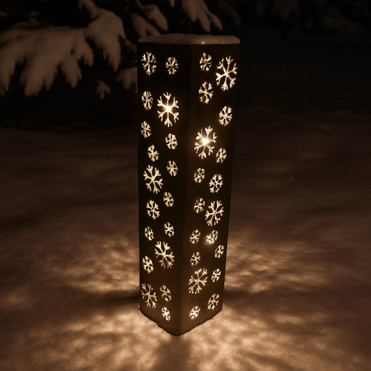 Snowflake Steel Solar Luminary Pillar | Multiple Sizes