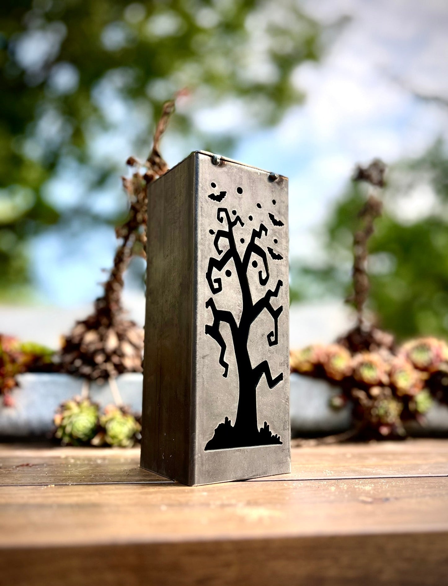 Spooky Tree Solar Tube Light - Steel