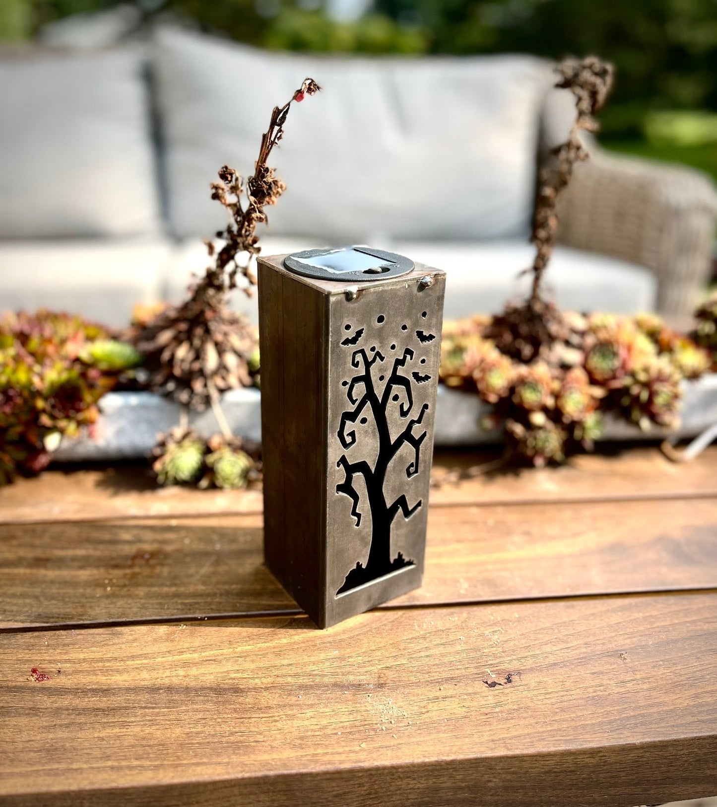 Spooky Tree Solar Tube Light - Steel