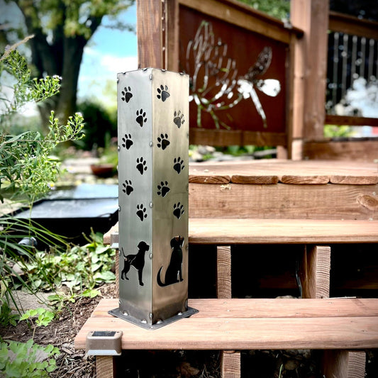Trail of Paws Solar Pillar - Steel