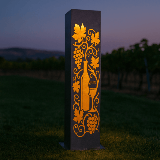 Vineyard Glow Solar Pillar - Steel Solar Light