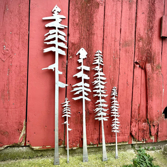 XL Raw Steel Pine Tree Packs - Wall Art