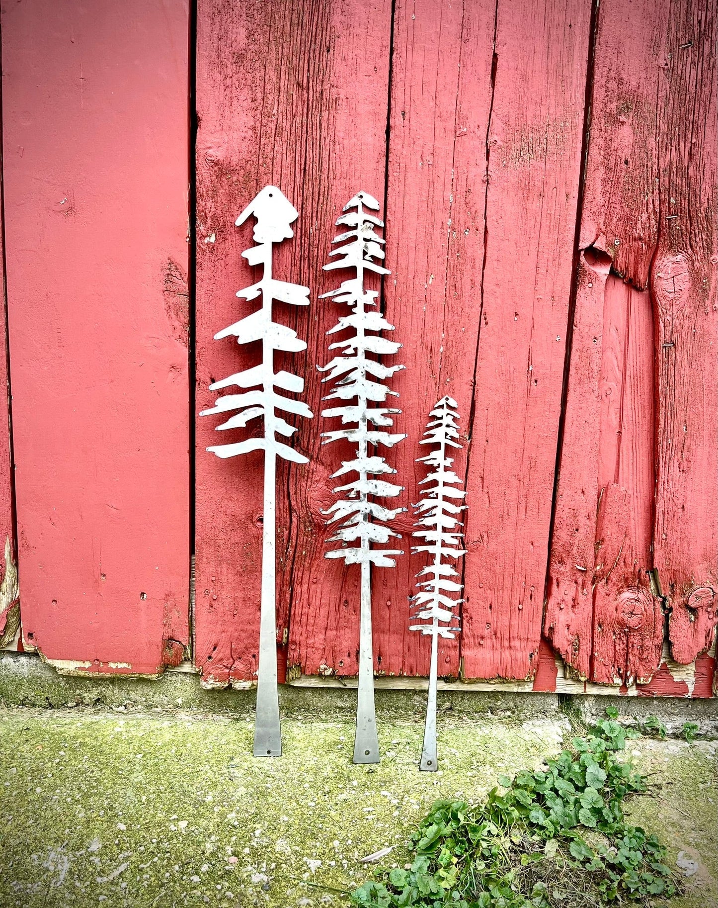 XL Raw Steel Pine Tree Packs - Wall Art