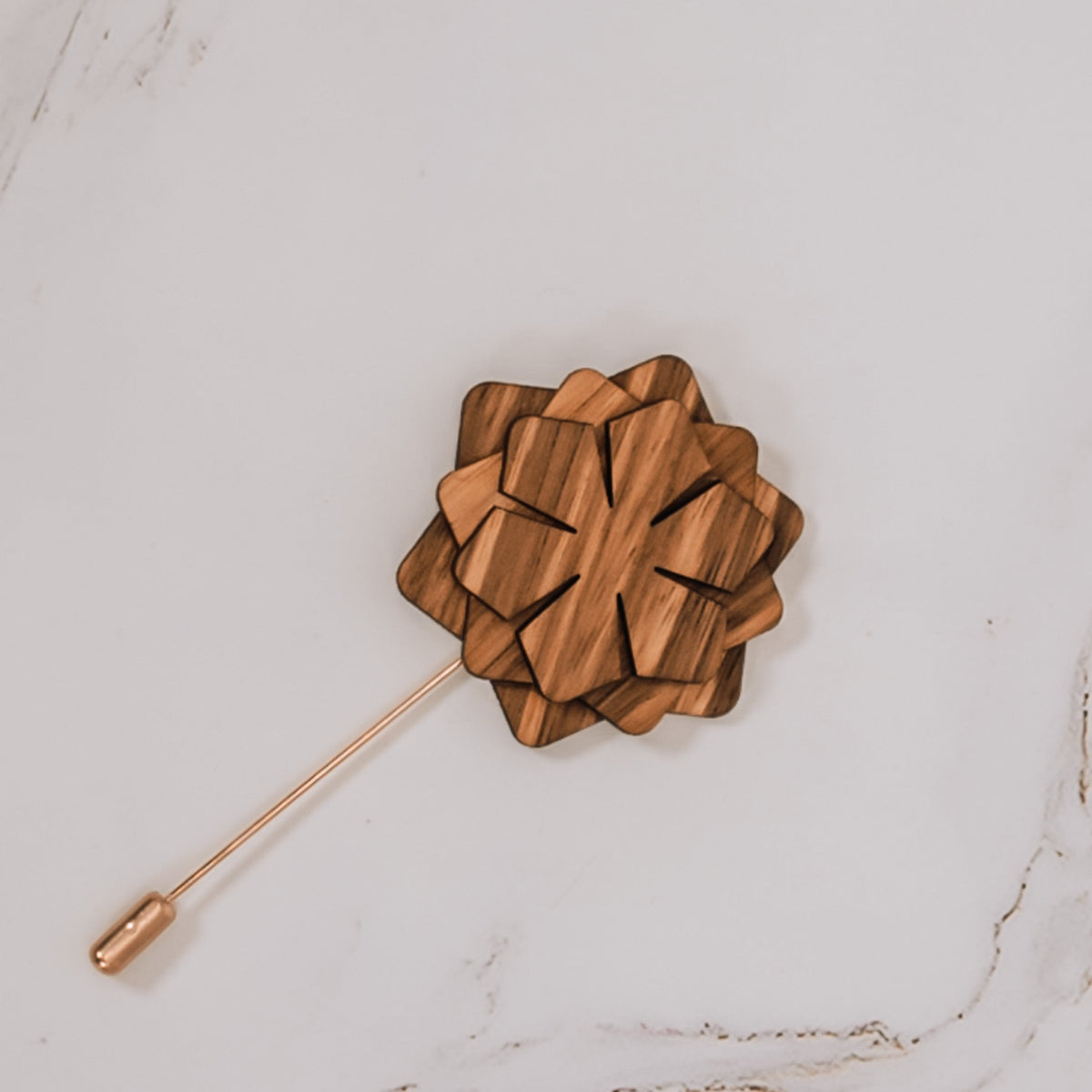 Wood Brooch | Layered Dahlia Rosette